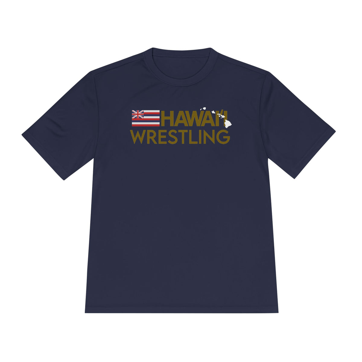 Islands T Dry Fit (Navy Blue/Gold) - Hawaiʻi Wrestling - Dry Fit Athletic Shirt