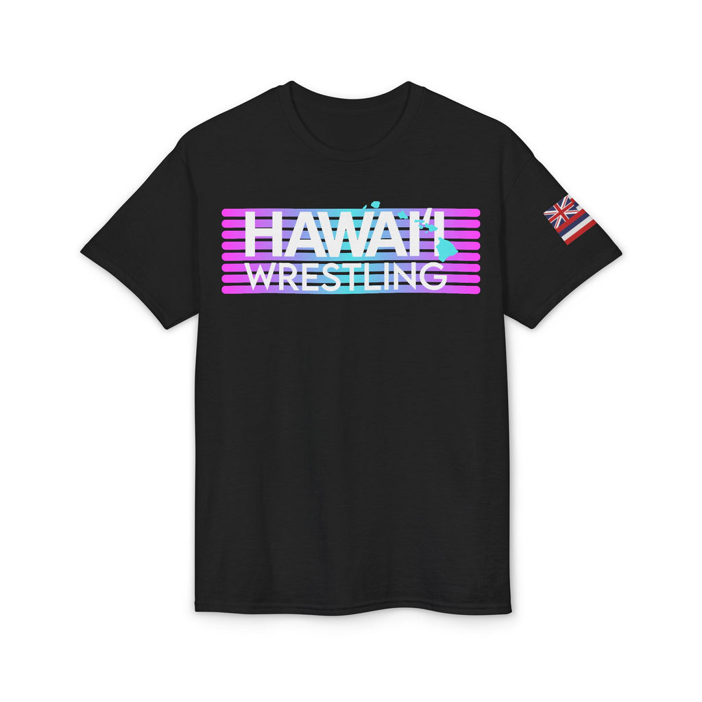 HAWAIʻI WRESTLING (Pink/Blue stripes w/ flag) - Islands T-Shirt – 50/50 Blend