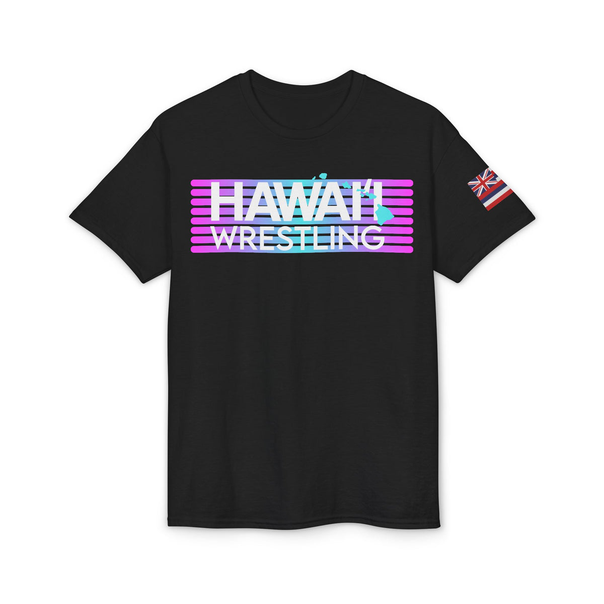 HAWAIʻI WRESTLING (Pink/Blue stripes w/ flag) - Islands T-Shirt – 50/50 Blend