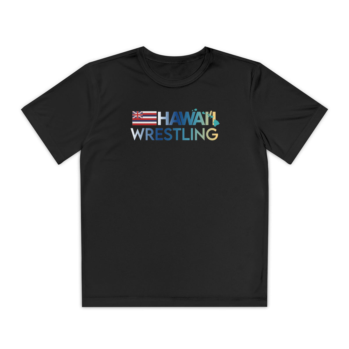 Youth Islands Dry Fit T (Black) - Hawaiʻi Wrestling Gear - Dry Fit Athletic Shirt