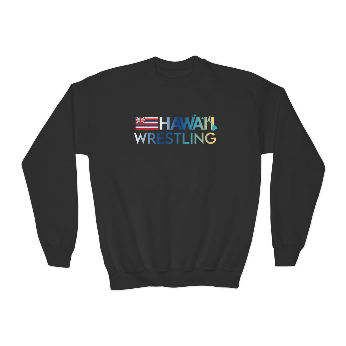 Youth Crewneck Islands Sweatshirt (Black) - Hawaiʻi Wrestling Gear