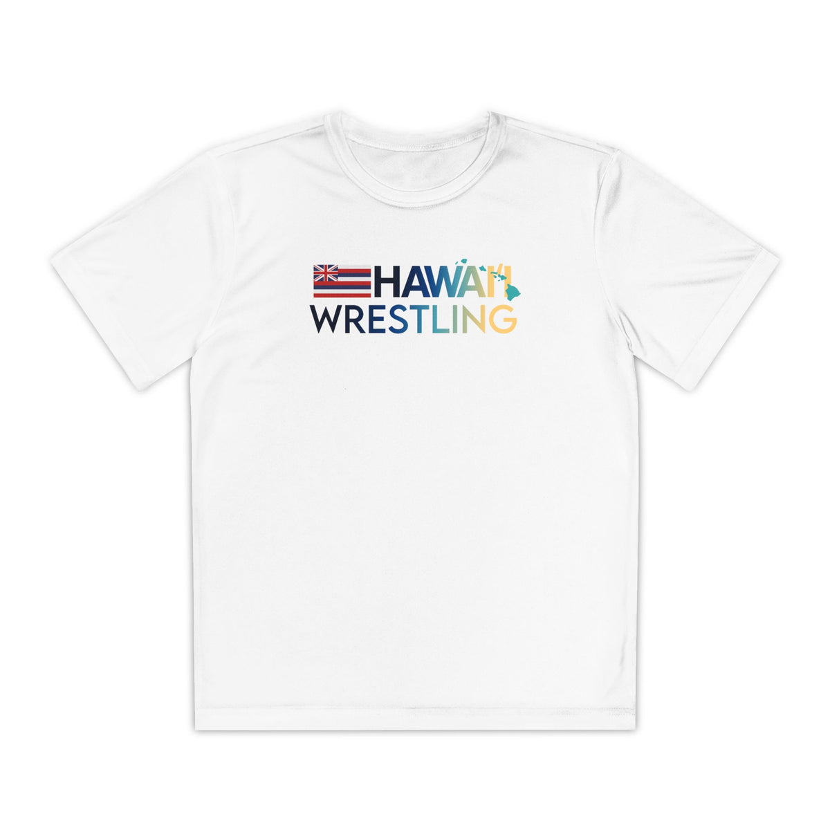 Youth Islands Dry Fit T (White) - Hawaiʻi Wrestling Gear - Dry Fit Athletic Shirt