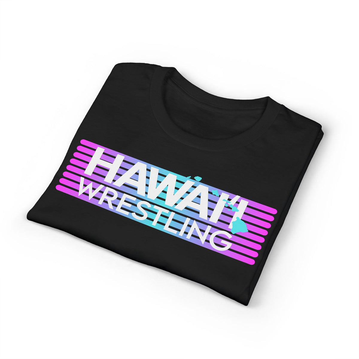 HAWAIʻI WRESTLING (Pink/Blue stripes w/ flag) - Islands T-Shirt – 50/50 Blend